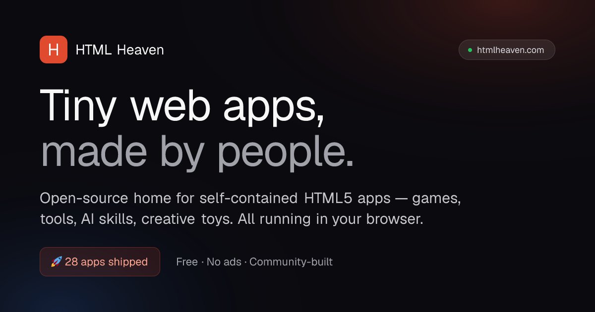 HTML Heaven — open-source home for HTML5 apps