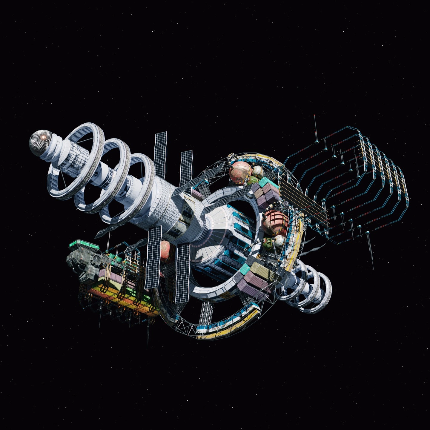 Space cargo outpost render
